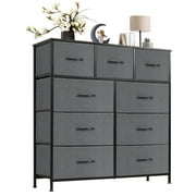 JOINSUN 9 Drawers Dresser, Storage Organizer Units for Clothing, Closet, Fabric Bins, Wood Top, Steel Frame, Lightweight, Gray