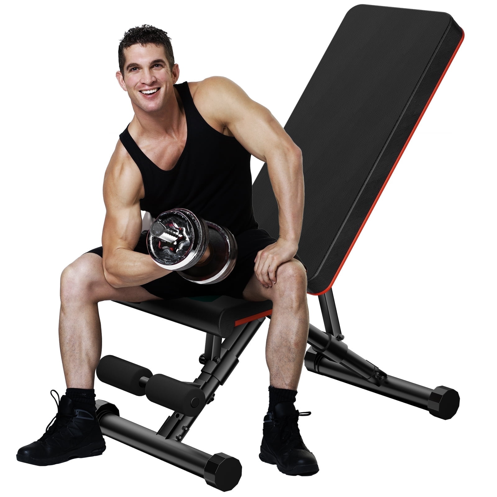 JOINSUN Adjustable Workout Bench for Home Gym, 795lbs Weight Capacity Foldable Bench Press, Black