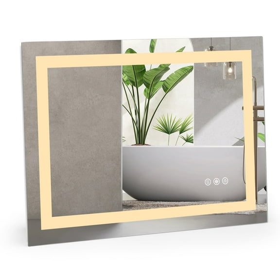 MCQ Anti-fog LED Bathroom Mirror, 24"X32" Inch Dual Light Source, Three Lighting Modes, White