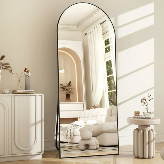MCQ Arched Full Length Mirror 71"x26" Full Body Mirror Floor Mirrors, Black