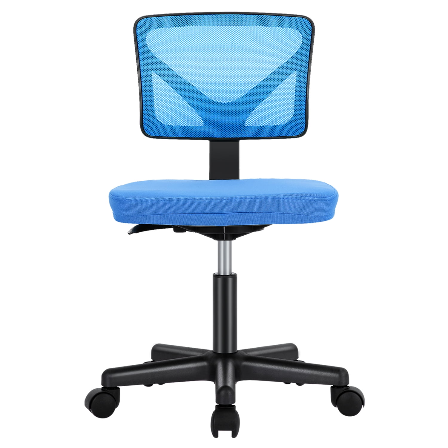 JOINSUN Armless Home Office Desk Chair for Small Space, Adjustable Height, Swivel Rolling Mesh Computer Chair, Blue