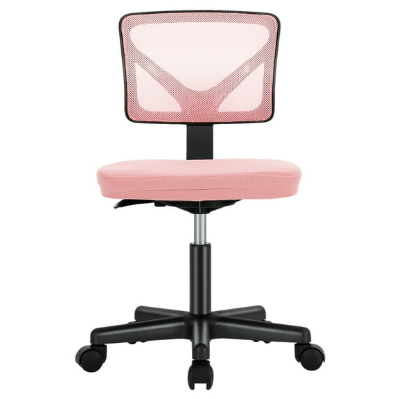 JOINSUN Armless Home Office Desk Chair for Small Space, Adjustable Height, Swivel Rolling Mesh Computer Chair, Pink