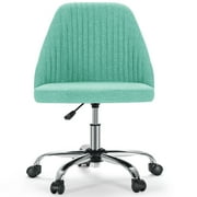 JOINSUN Armless Office Chair Modern Fabric Home Office Desk Chair, Adjustable Swivel Vanity Chair, Green