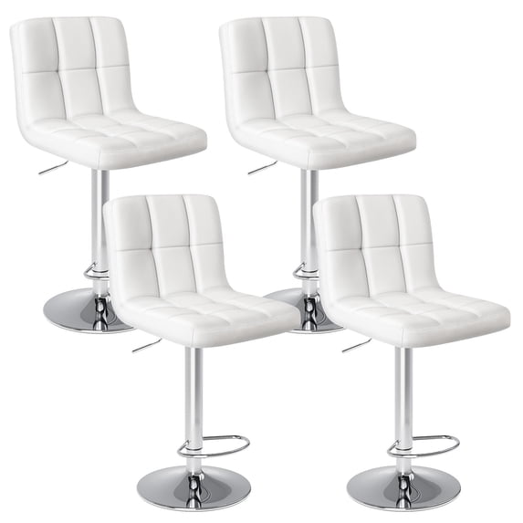 EDX Bar Stools Set of 4, Modern Adjustable Armless Swivel Counter Stools with PU Leather for Home, White