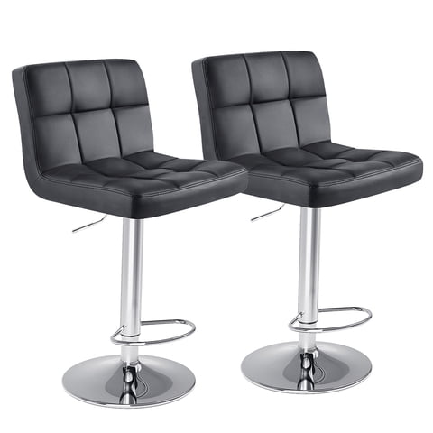 edx Bar Stools Set of 2 with PU Leather, Swivel High Back Bar Stools for Kitchen Island, Bar Stools, Black