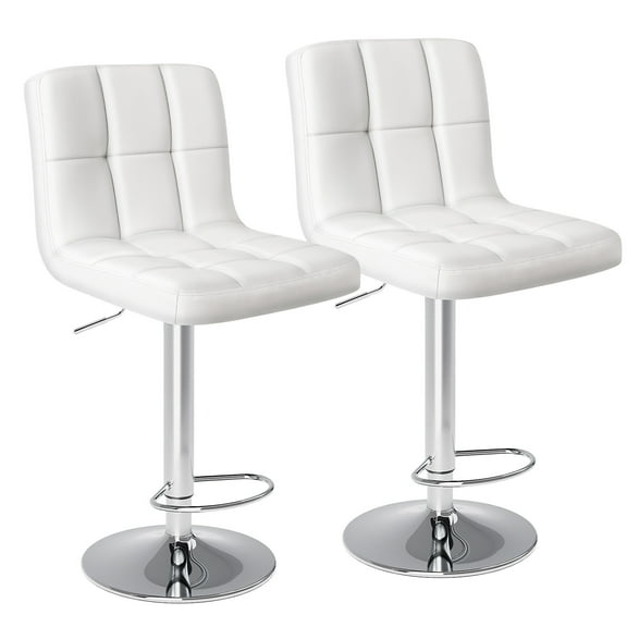 edx Bar Stools Set of 2 with PU Leather, Swivel High Back Bar Stools for Kitchen Island, Bar Stools, White