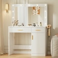 thumbnail image 1 of JOINSUN Bulb version Makeup Vanity Table with Mirror, 3-Color Lights for Bedroom, Dressing Room, White, 1 of 7