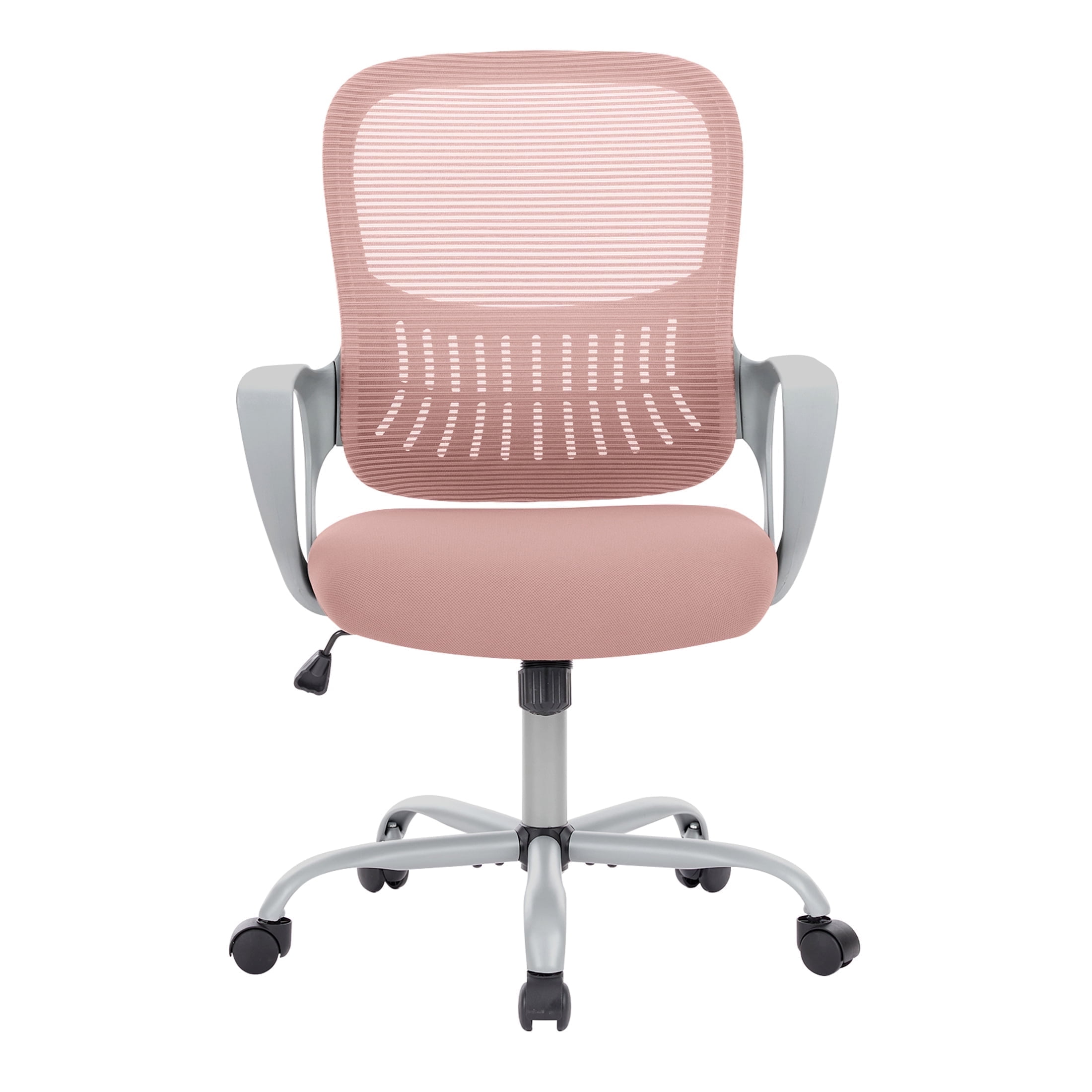 JOINSUN Office Mesh Chair, Ergonomic Mid-Back with Wheels, Lumbar Support, Armrests for Home, Pink