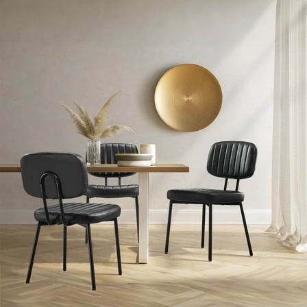 JOINSUN Dining Chairs Set of 2,Faux Leather Desk Chair with Metal Legs for Kitchen, Living Room, Bedroom,Black