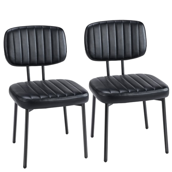 edx Dining Chairs Set of 2, Mid Century Modern Kitchen Chairs with Faux Leather for Kitchen, Living Room, Black