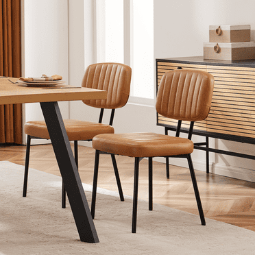 JOINSUN Dining Chairs Set of 2, PU Leather Accent Chair, Brown