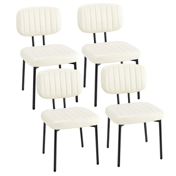 edx Dining Chairs Set of 4, Mid Century Modern Kitchen Chairs with Faux Leather for Kitchen, Living Room, Beige