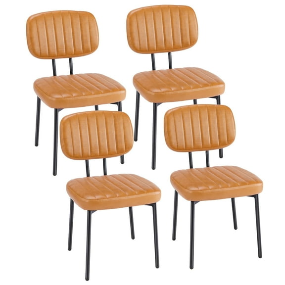 edx Dining Chairs Set of 4, Mid Century Modern Kitchen Chairs with Faux Leather for Kitchen, Living Room, Brown