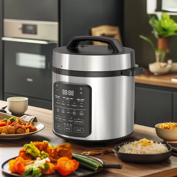 Sweetcrispy Electric Pressure Cooker 6 Quart, Instant Multi Cooker Stainless Steel Cooker