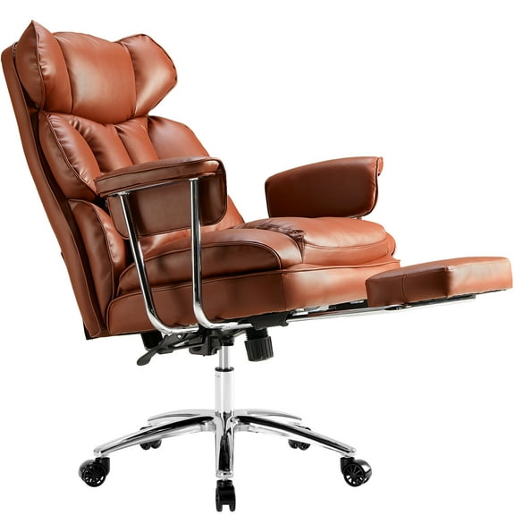 JOINSUN Ergonomic Executive Home Office Chair with Footrest, Lumbar Support & Swivel Function, Big and Tall Design, Brown