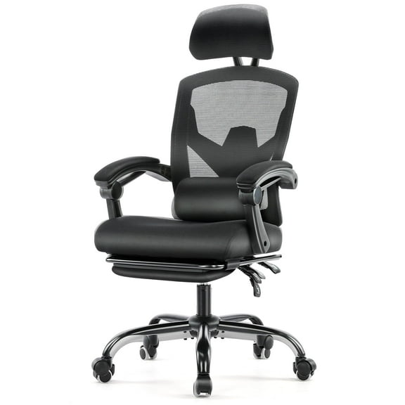 JOINSUN Ergonomic Office Chair, High Back with Adjustable Lumbar Support, Headrest, Footrest, Black