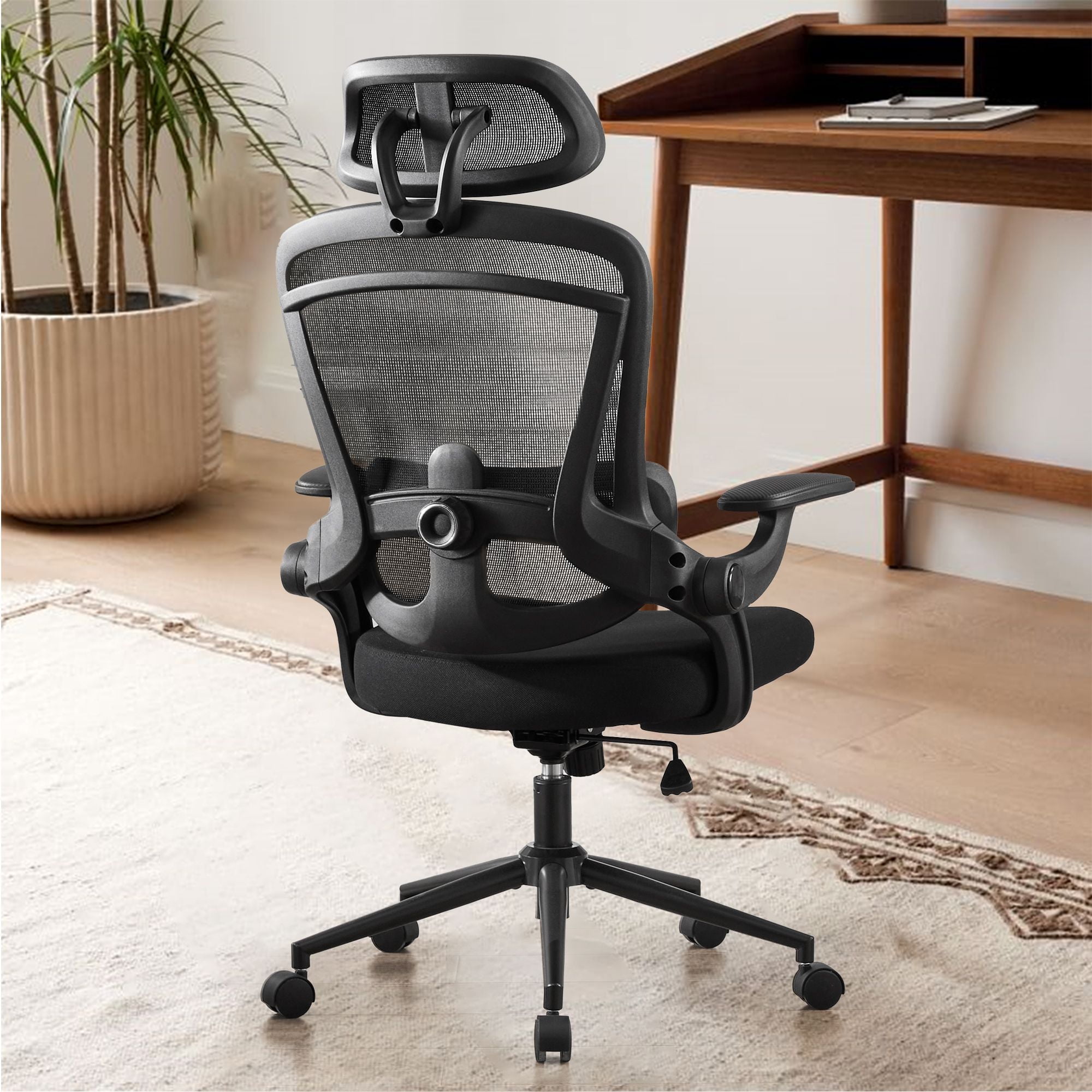 JOINSUN Ergonomic Office Chair, High Back Desk Chair with Adjustable Lumbar Support, Headrest, Armrests, Black