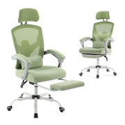 EDX Ergonomic Office Chair - High Back Mesh, Reclining with Lumbar Support, Adjustable Headrest, Footrest & Padded Arms, Green