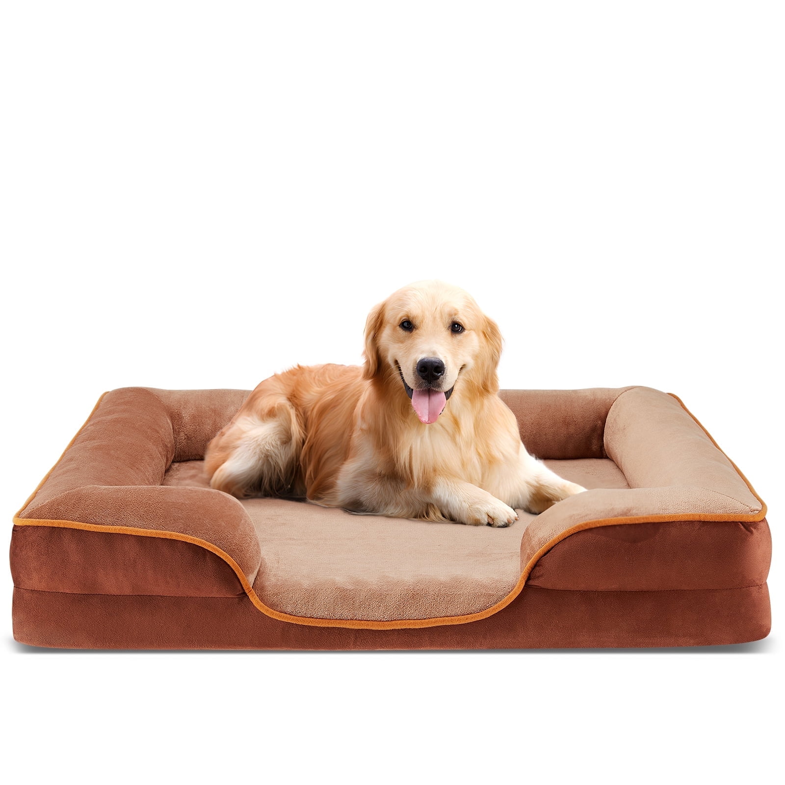 JOINSUN Extra Large Orthopedic Dog Bed, 42"x32" XL Sofa Bed with Egg Crate Foam Support, Machine Washable Cover, Brown