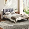 thumbnail image 1 of JOINSUN Gray Linen Upholstered Bed with Sponge, Density Board and Iron, Full, 1 of 6