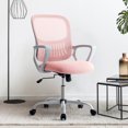 thumbnail image 1 of JOINSUN Home Office Desk Chair with Lumbar Support, Ergonomic Mid-Back Mesh Chair with Flip-Up Arms & Smooth Wheels – Ideal for Study, Dorm, or Work, Pink, 1 of 5