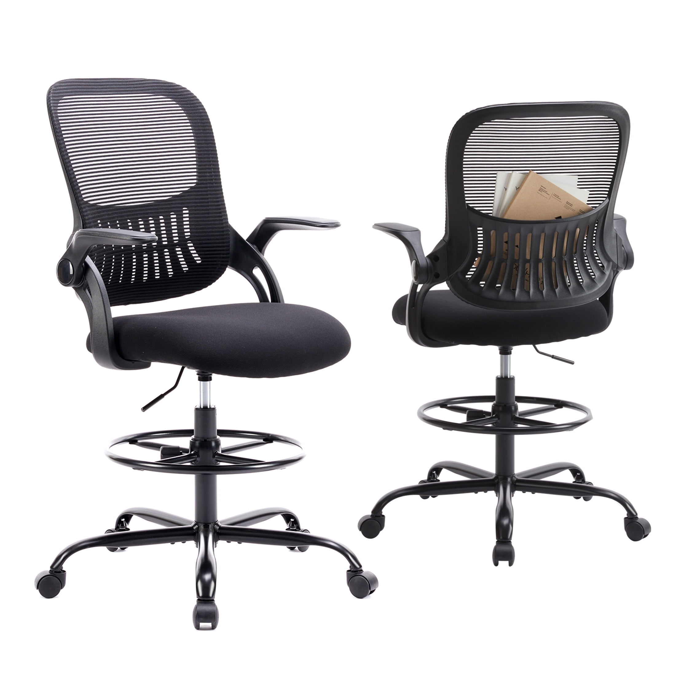 JOINSUN Home Office Desk Chair, Ergonomic Mid Back with Adjustable Height, Lumbar Support, Black