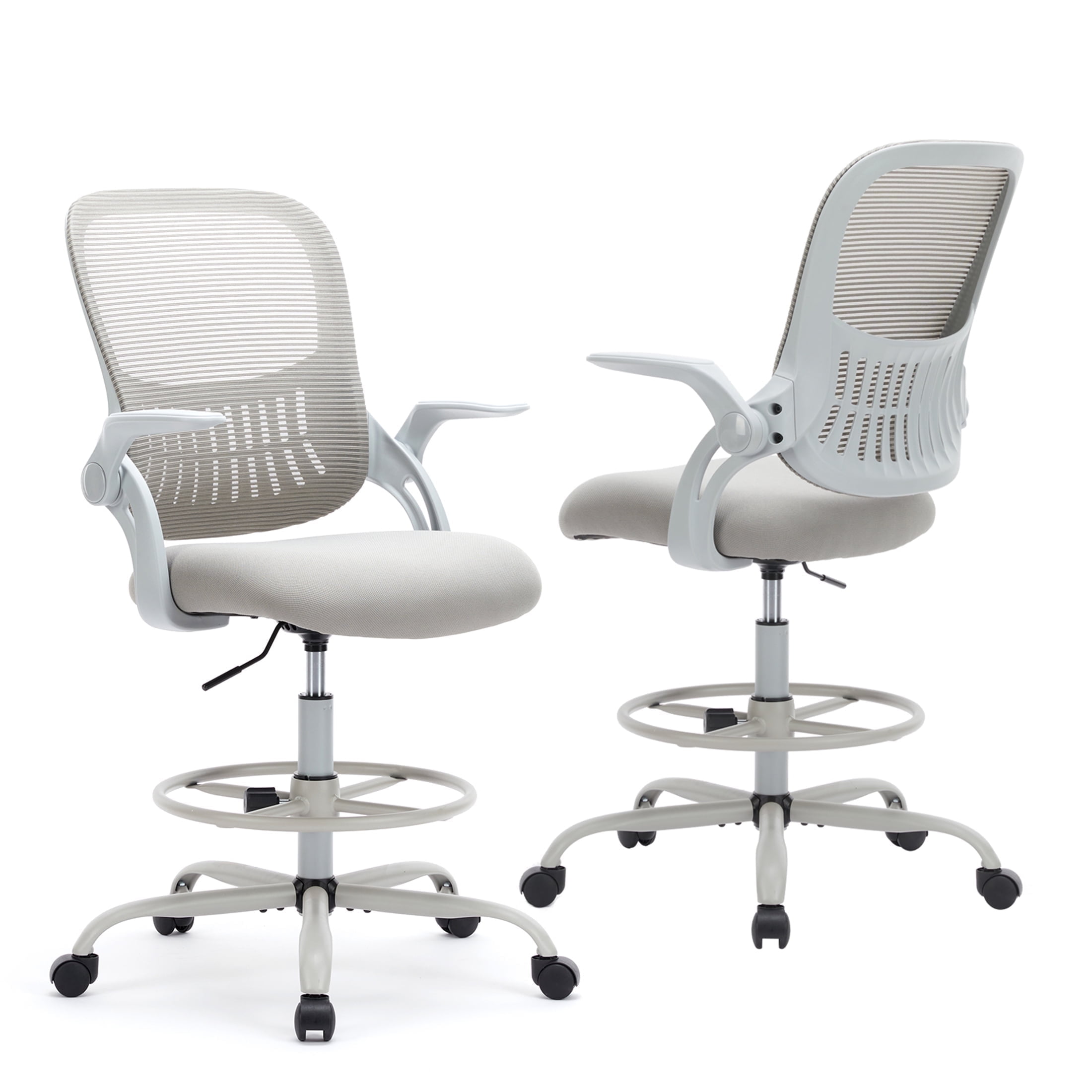 JOINSUN Home Office Desk Chair, Ergonomic Mid Back with Adjustable Height, Lumbar Support, Gray