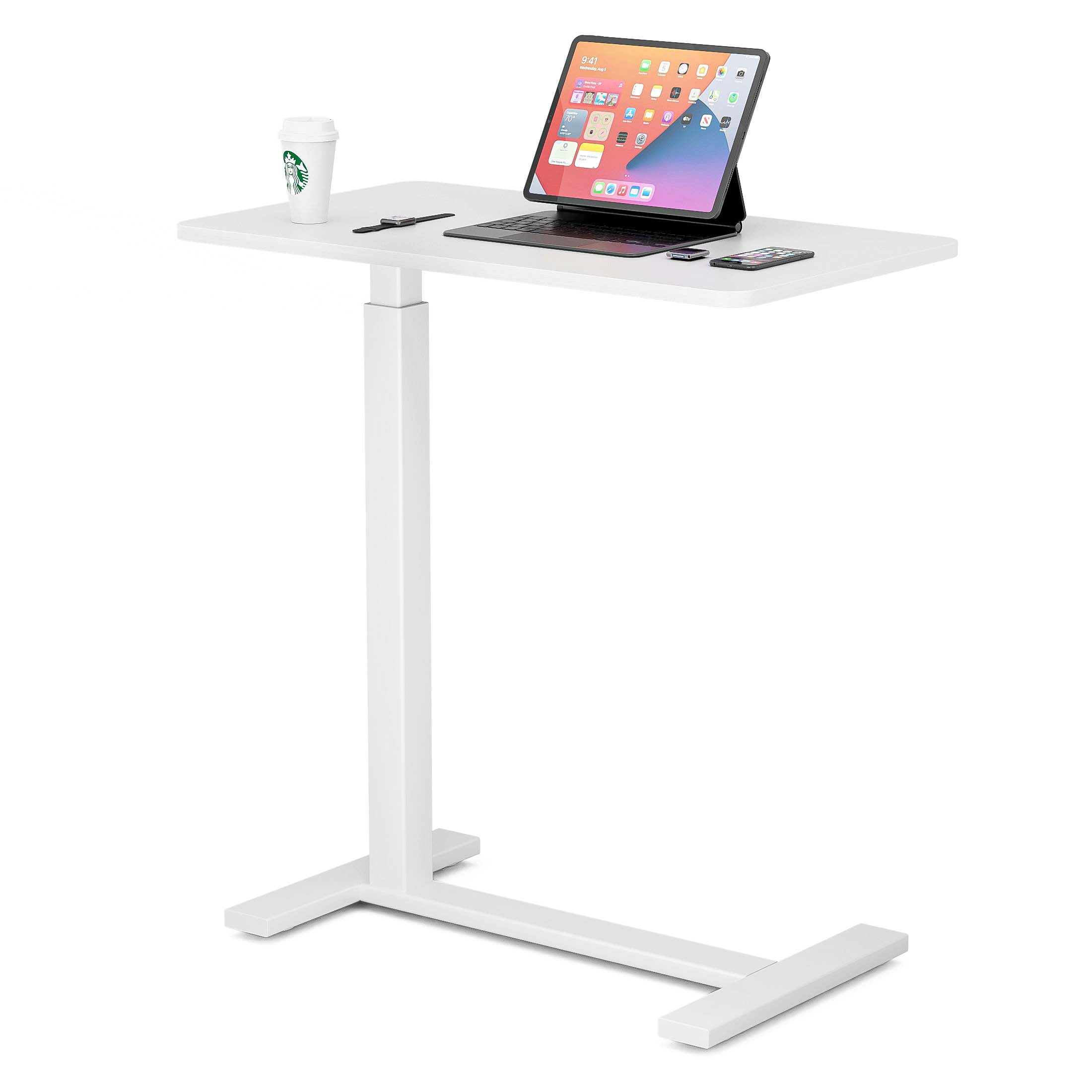DUMOS Adjustable Overbed Table With Wheels - Laptop Desk For Bed, Hospital, Or Home Use