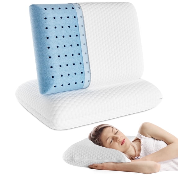 JOINSUN Memory Foam Pillows, Bed Pillow with Washable Cover and Breathable Mesh for Adult, 3 Pack