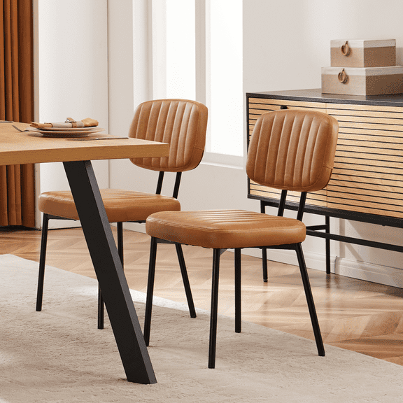 JOINSUN Mid-century Dining Chairs, Kitchen Chairs Set of 2, Brown