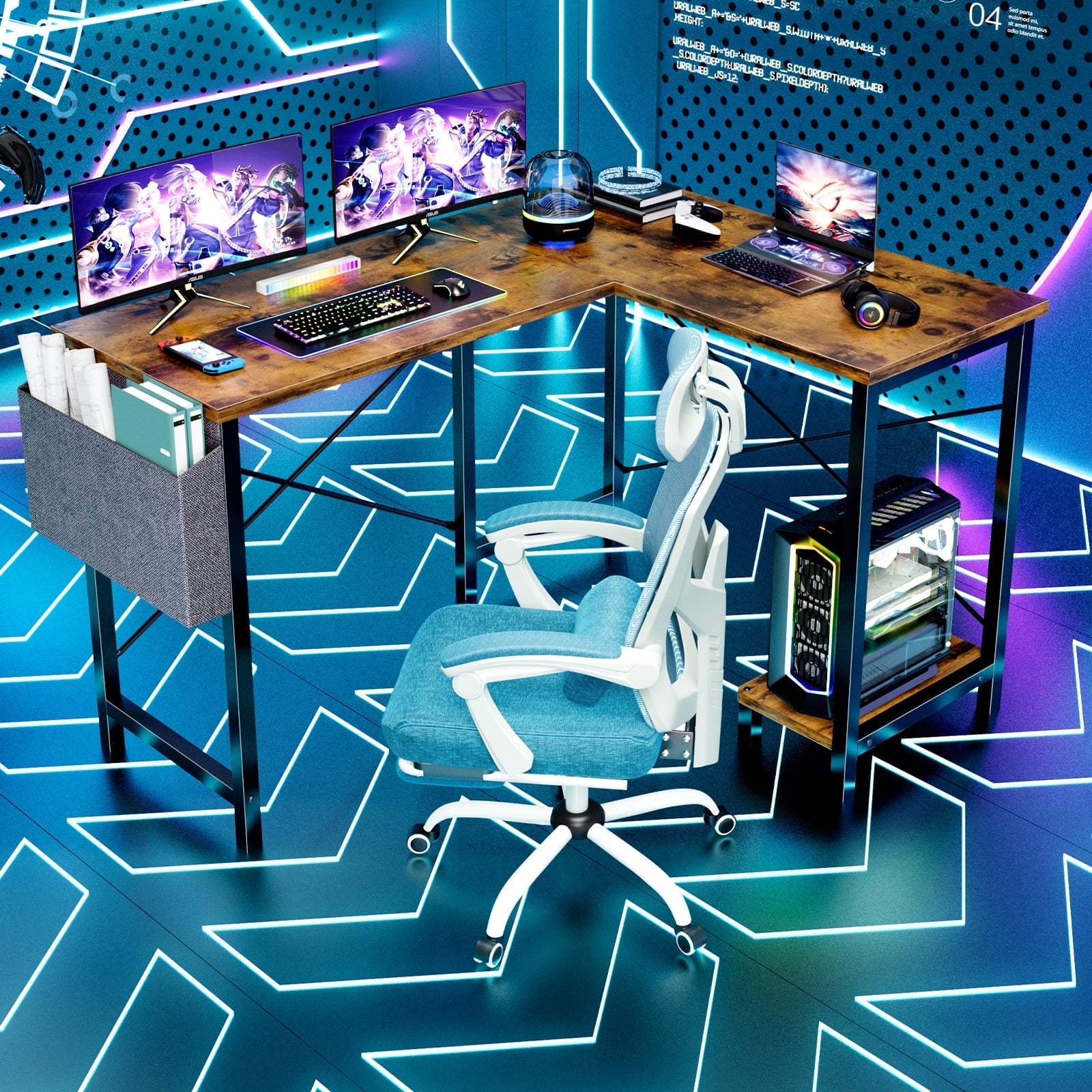 JOINSUN L-Shaped Computer Desk, Modern Sleek Design, Spacious Workspace for Study, Office, Rust