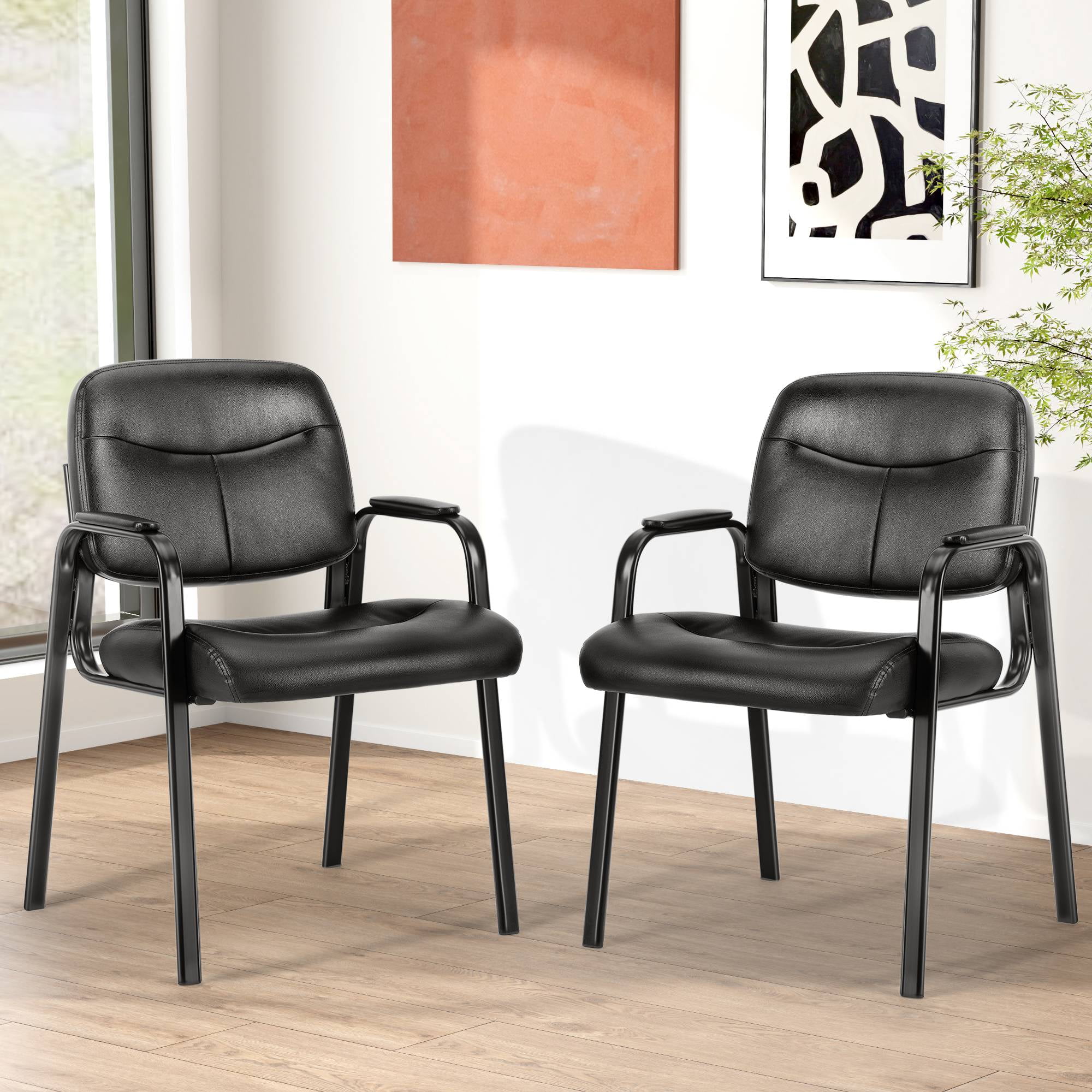 Black Leather Executive Side Chair with Sled Base , #FF-0448-14 - H2O  Furniture, image size:2000x2000