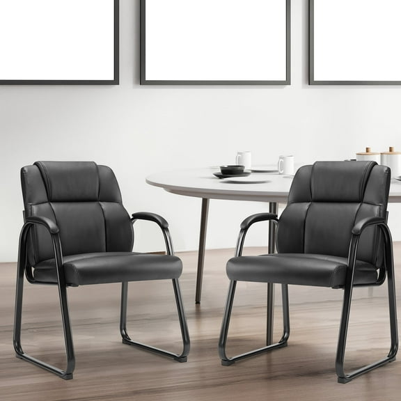 JOINSUN Set of 2 Comfortable PU Leather Visitor Chair with Armrests – Stylish Seating for Office, Conference Room, or Waiting Area