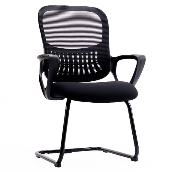JOINSUN Stationary Reception Chair, No Wheels Ergonomic Office Chair with Mesh Mid Back & Lumbar Support, Black