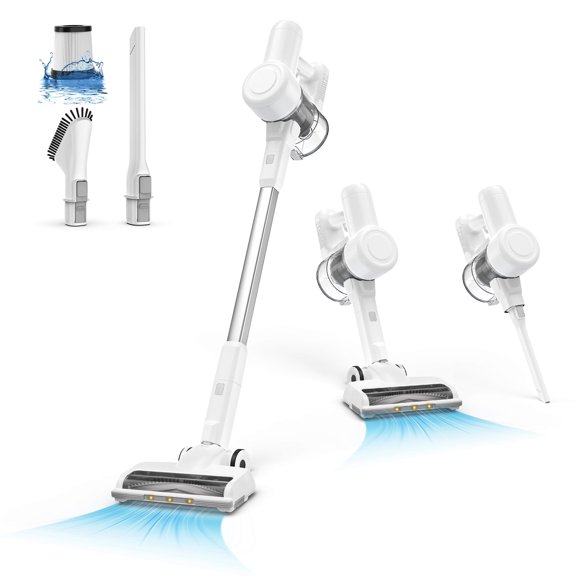 SUMELL Stick Cordless Handheld Vacuum Cleaner, Rechargeable with LED for Carpet, Hard Floor, White