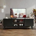 thumbnail image 1 of MCQ TV Stand for 55 60 inch Television, 2 Cabinet, Soft Hinge Door with Handle, Black, 1 of 6
