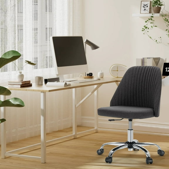JOINSUN Armless Office Desk Chair, Height-Adjustable Rolling Swivel Seat for Home, Dark Gray