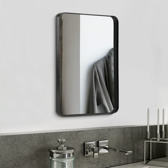 JOINSUN Wall Mirror, 22"x 30" Bathroom Mirror, Shatterproof Mirror for Vanity with Rectangular Metal Frame, Black