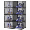 thumbnail image 1 of JOISCOPE Sturdy Clear Shoe Box Organizer Made of PET,8 Pack Stackable Shoe Rack Organizer Cabinet with Magnetic Door,Space-Saving Clear Plastic Shoe Boxes for All Kinds of Shoes,Clothes, Black, 1 of 1