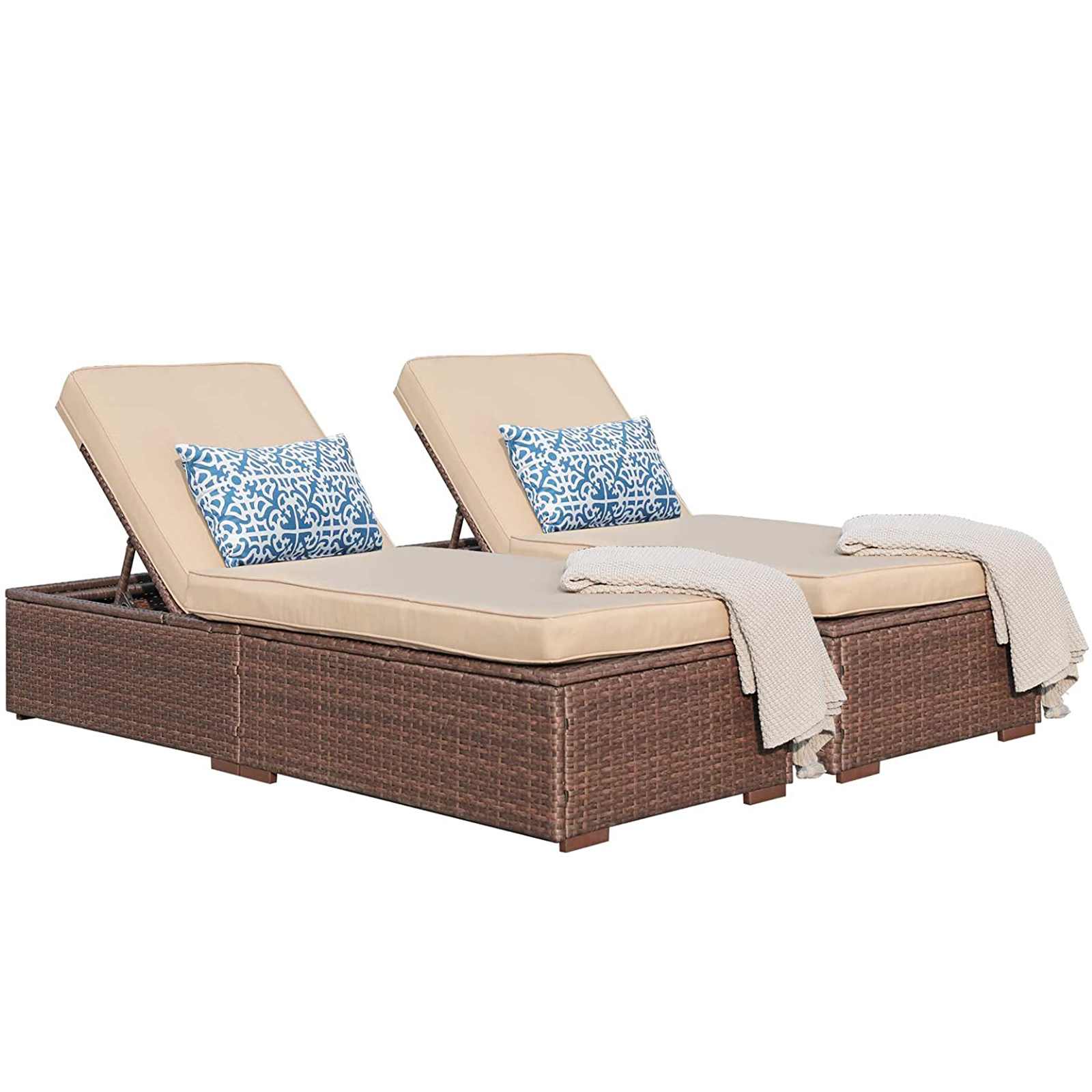 Mainstays Tuscany Ridge Wicker Reclining Chaise Lounge with Ottoman