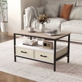 thumbnail image 1 of JOIVI 2-Tier Coffee Table with Storage Shelf and 2 Drawers, 31.5" Rectangular Center Table Wood Top for Living Room, 1 of 8