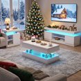 JOIVI 3-Piece High Gloss Living Room Set, LED Coffee Table, LED TV ...