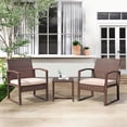 thumbnail image 1 of JOIVI 3 Piece Outdoor Modern Bistro Set, Wicker Conversation Set, Patio Rattan Chair Set, Patio Furniture Set with Coffee Table, Garden Balcony Backyard Poolside (Brown), 1 of 7