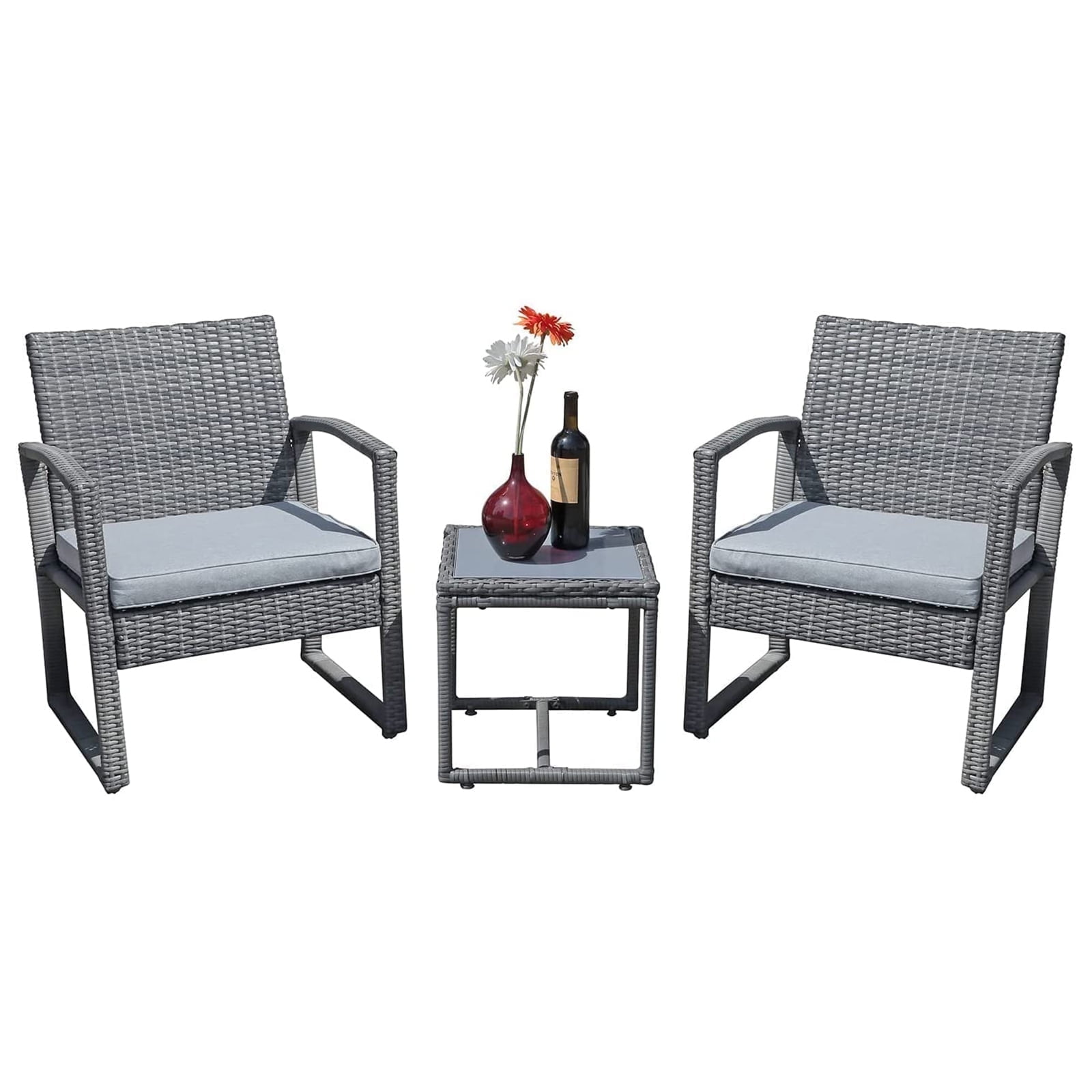JOIVI 3 Pieces Patio Furniture Set, Outdoor Wicker Conversation Set