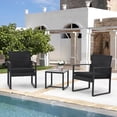 thumbnail image 1 of JOIVI 3 Pieces Wicker Patio Bistro Set, Outdoor Rattan Furniture Conversation Set with Tempered Glass Top Table for Porch, Balcony, Deck, Backyard, Black, 1 of 9