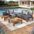 thumbnail image 1 of JOIVI 4 Piece Outdoor Acacia Furniture Set, Patio Furniture Sectional Sofa Set with Adjustable Armrest and 2-in-1 Coffee Table for Backyard, Garden, Balcony, 1 of 8