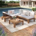 thumbnail image 1 of JOIVI 4 Piece Outdoor Acacia Furniture Set, Patio Furniture Sectional Sofa Set with Adjustable Armrest and 2-in-1 Coffee Table for Backyard, Garden, Balcony, 1 of 8