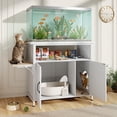 thumbnail image 1 of JOIVI 40-50 Gallon Fish Tank Stand with Hidden Cat Litter Box Cabinet and Cat Perch, Cat Viewing Aquarium Stand with Storage Shelf, 36.2"x20.5" Tabletop, 660 LBS Capacity, White, 1 of 7