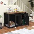 thumbnail image 1 of JOIVI 44" Dog Crate Furniture with Sliding Barn Door, Wooden Dog Kennel with Drawer and Storage Cabinet, Black, 1 of 9