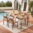 thumbnail image 1 of JOIVI 5 Piece Outdoor Dining Set, Stackable Rattan Chairs and 70" Metal Dining Table with WPC Tabletop, Outdoor Patio Furniture Set for 4 with All-Weather Chairs for Deck, Garden, Porch, 1 of 7